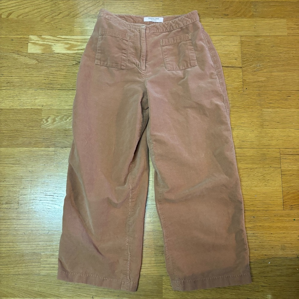 People Tree Brown Patch Pocket Velvet Preppy Career Boho Wide Leg Pants 6